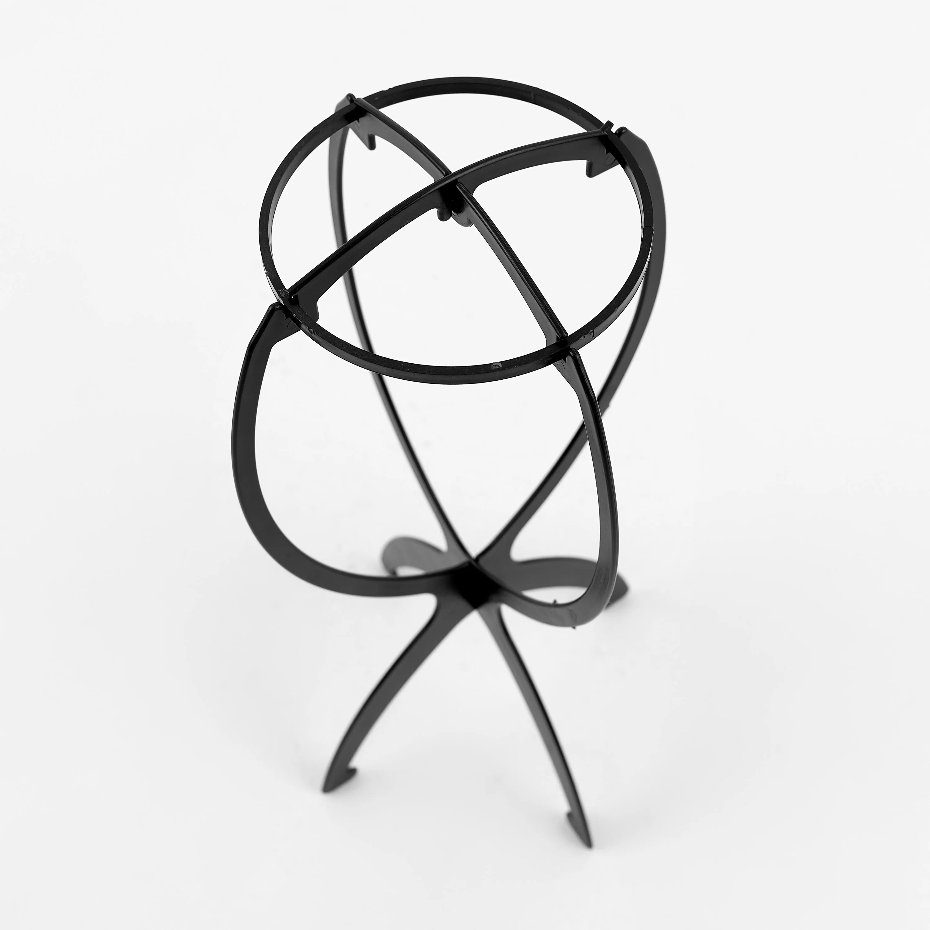 Foldable Wig Stand – Black Wig Holder for Storage & Drying